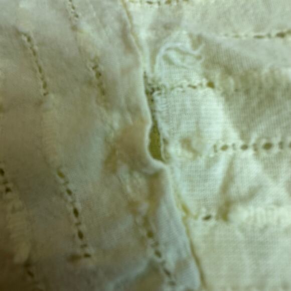 Yellow, Eyelet, Linen Like, Long Sleeve Button Down/Shorts Set- M - Picture 13 of 13